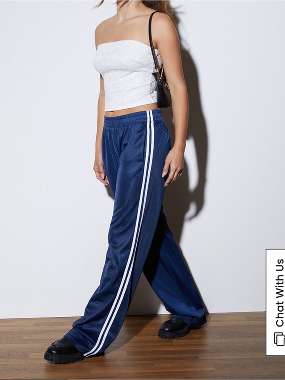 L. A. Hearts (PacSun) Navy Track Pants with Side Stripe